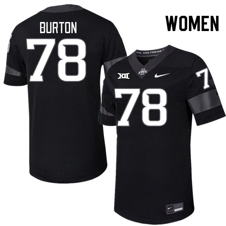 Women #78 AJ Burton Iowa State Cyclones College Football Jerseys Stitched-Black